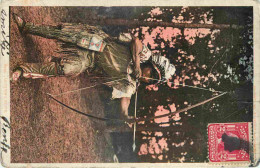 Etats Unis - Indiens - An Ojibwa Brave - Animée - Arc - Précurseur - CPA - Oblitération Ronde De 1907 - Etat Légères Fro - Indiani Dell'America Del Nord