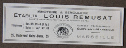 Publicité : Minoterie Et Semoulerie Ets Louis REMUSAT, Minoterie St-Bernard, Marseille, 1951 - Werbung