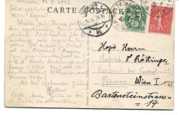 CARTE POSTALE POUR L'AUTRICHE 1926  AVEC 2 TIMBRES SEMEUSE / BLANC - Storia Postale