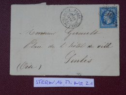 FRANCE LETTRE  RR  1873 ETOILE DE PARIS N° 16  A  SENLIS  +N°22 + AFF. INTERESSANT+DP7 - 1849-1876: Classic Period