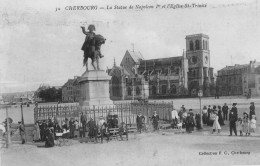 CHERBOURG - La Statue De Napoléon 1er Et L'Eglise St-Trinité - Animé - Cherbourg