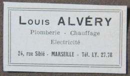Publicité : Louis Alvéry, Plomberie, Chauffage, Electricité, Marseille, 1951 - Werbung