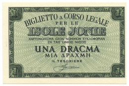 1 DRACMA OCCUPAZIONE ITALIANA DELLA GRECIA ISOLE JONIE APRILE 1942 FDS-/FDS - Sonstige & Ohne Zuordnung