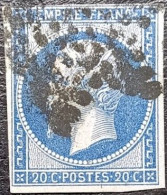 N°14B Napoléon 20c Bleu. Oblitéré étoile De Paris. - 1853-1860 Napoléon III