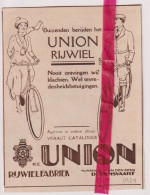 Pub Reclame - Fietsen Rijwielen UNION - Dedemsvaart - Orig. Knipsel Coupure Tijdschrift Magazine - 1924 - Advertising