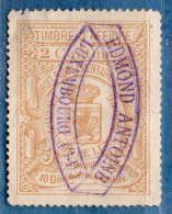 Luxemburg Fiscal "Timbre D'affiche 2 C." 1 Value Cancelled Thined Top Left Corner - Fiscaux