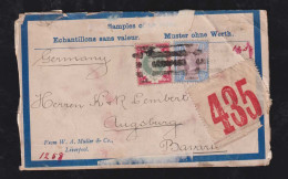 Great Britain 1900 Sample Without Value 1Sh + 9d Victoria LIVERPOOL X AUGSBURG Bavaria Germany - Storia Postale
