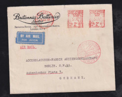 Great Britain 1933 Meter Airmail Cover LONDON X BERLIN - Cartas & Documentos