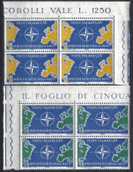 1959 Italia 854-5 Anniversario NATO Quartine Ang. Mnh** - 1946-60: Neufs