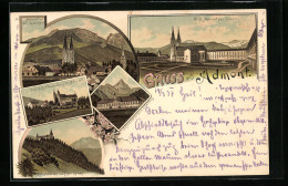 Lithographie Admont, Stift Admond Von Jennen, Schloss Kaiserau, Wallfahrt Frauenberg  - Autres & Non Classés