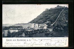 Lithographie Hainburg A. D. Donau, Ortspartie Mit Blick Nach Der Burgruine  - Autres & Non Classés