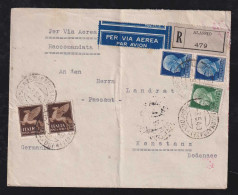 Italy 1940 Airmail Registered Cove ALASSIO X KONSTANZ Germany - Poste Aérienne