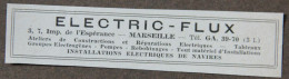 Publicité : ELECTRIC-FLUX, Electricité, Installations électriques De Navires, Marseille, 1951 - Advertising