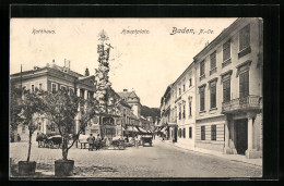 AK Baden, Hauptplatz, Rathaus & Hotel Stadt Wien  - Other & Unclassified