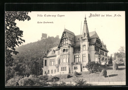 AK Baden, Villa Erzherzog Eugen, Ruine Rauheneck  - Autres & Non Classés