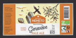 Etiquette De Bière Blonde Pale Ale -  Geneviève  -  Brasserie De L'Etre à Paris  Pour Brasserie Nemeto à Nanterre  (92) - Bier