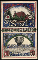 Notgeld Süsel 1920, 2 X 50 Pfennig, Bauer Bei Der Aussaat, Kirche  - [11] Emissions Locales