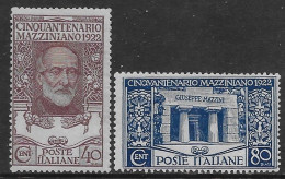 Italia Italy 1922 Regno Mazzini 2val Sa N.129-130 Nuovo MH * - Ongebruikt