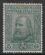 Italia Italy 1910 Regno Garibaldi 5c Sinistra Sa N.87 Nuovo MH * - Nuevos