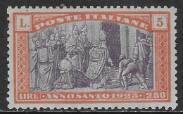 Italia Italy 1924 Regno Anno Santo L5 Sa N.174 Nuovo MH * - Nuovi