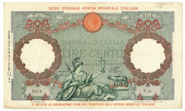 100 LIRE CAPRANESI AQUILA AFRICA ORIENTALE ITALIANA AOI 12/09/1938 BB - Italienisch Ostafrika