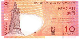 MACAU P80d  10 PATACAS 11.11.2013   BNU   #CV Or #CU      UNC. - Macau