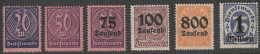 Deut. Reich: 1922/23, Dienstmarken: Mi. Nr. 72, 73, 91, 92, 95, 96.   **/MNH - Dienstzegels