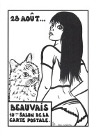 Lardie Beauvais 10e Salon De La Carte Postale Femme Sous Vetement Culotte Pin-up Chat Illustration Illustrateur - Lardie