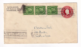 Lettre 1933 Pittsburgh Pennsylvania USA Davis Adolph Saint Moritz Switzerland Suisse Benjamin Franklin One Cent - Storia Postale