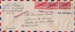 LETTER 1949   LOS ANGELES  A BARCELONA   RETURNED  FOR   3 CENTS - Lettres & Documents