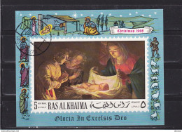 RAS AL KHAIMA  1968 Noël, Peinture, Adoration De L'enfant Par  VAN HORST Michel Block 50 Oblitéré - Ras Al-Khaimah