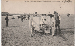 CAMP DE CHALONS ARTILLERIE DE CAMPAGNE MISE EN BATTERIE D'UNE PIECE DE 75m/m 1911 TBE - Maniobras
