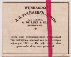 Pub Reclame - Wijnhandel  AG Van Haeren - Boxtel - Orig. Knipsel Coupure Tijdschrift Magazine - 1925 - Reclame