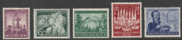 Deut. Reich: 1942/44, 5 Versch. Werte, Mi. Nr. 819, 843, 855, 862, 888  **/MNH - Ongebruikt