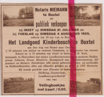 Pub Reclame - Te Koop Landgoed Kinderbosch - Notaris Niemann Boxtel - Orig. Knipsel Coupure Tijdschrift Magazine - 1925 - Publicités