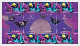 Aland Islands Åland Finland 2020 Nordic Mammals Bats Block Of 8 Stamps And All Type Labels MNH - Vleermuizen
