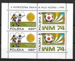 POLAND 1974 World Cup 74 Soccer MNH - Blocks & Kleinbögen