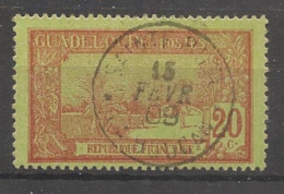 GUADELOUPE - 1905-07 - N°YT. 61 - Grande Soufrière 20c Brique Sur Vert - Oblitéré / Used - Used Stamps
