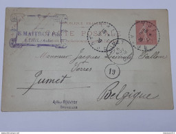 Entier Postal Type Semeuse Avec Griffe Maitrot à Thil - Aube Envoyé Vers Jumet Le 5 Novembre 1909 .. Lot10 . - ....-1949