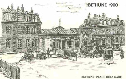 62 - Béthune - Béthune 1900 - Place De La Gare - Chevaux - Fiacres - Carte Neuve - CPM - Voir Scans Recto-Verso - Bethune