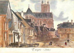 10 - Troyes - Au Temps Jadis - La Rue Du Bœuf Renouvelé - Art Peinture - D'après Une Gravure D'époque - Gravure Lithogra - Troyes