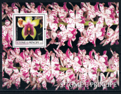 Bloc Sheet  Fleurs Orchidées Flowers Orchids  Neuf  MNH **   S Tome E Principe 2003 - Orchidées