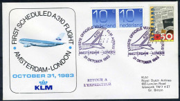 NEDERLAND 1e VLUCHT A310 AMSTERDAM - LONDON 31/10/1983 - Poste Aérienne