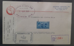 COSTA RICA 1960 FDC BLOCK  FOOTBALL FUSSBALL SOCCER CALCIO VOETBAL FUTBOL FUTEBOL FOOT FOTBAL - Brieven En Documenten