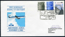 NEDERLAND 1e VLUCHT Boeing 737-300 AMSTERDAM - ZURICH 3/11/1986 - Luftpost