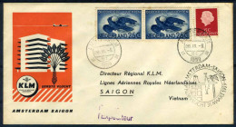 NEDERLAND 1e VLUCHT AMSTERDAM - SAIGON 31/03/1959 - Poste Aérienne