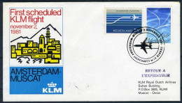 NEDERLAND 1e VLUCHT AMSTERDAM - MUSCAT 2/11/1981 - Correo Aéreo