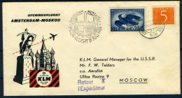 NEDERLAND 1e VLUCHT AMSTERDAM - MOSKOU 21/07/1958 - Correo Aéreo