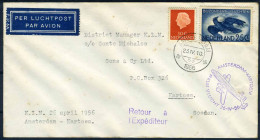 NEDERLAND 1e VLUCHT AMSTERDAM - KARTOEM 26/04/1956 - Poste Aérienne