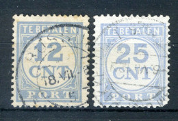 NEDERLAND P76/77 Gestempeld 1921-1938 - Cijfer En Waarde In Blauw -1 - Strafportzegels